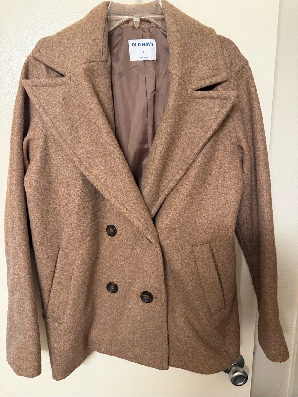 Old Navy Women's Double-Breasted Tan-Brown Pea Coat